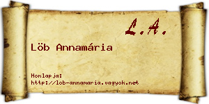 Löb Annamária névjegykártya